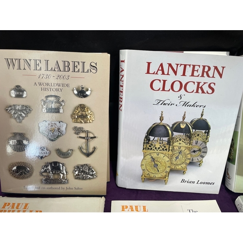 191 - Lot of Five Clock book + Wine Labels and Gun collecting 
inc Paul Philip Barraud by Cedric Jagger