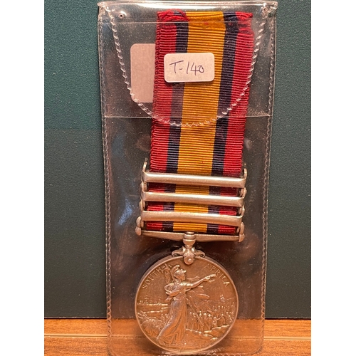 122 - Queens South Africa Medal Private W Bradford 2nd Yorks Light Infantry 2185 w/ Wittebergen / Transvaa... 