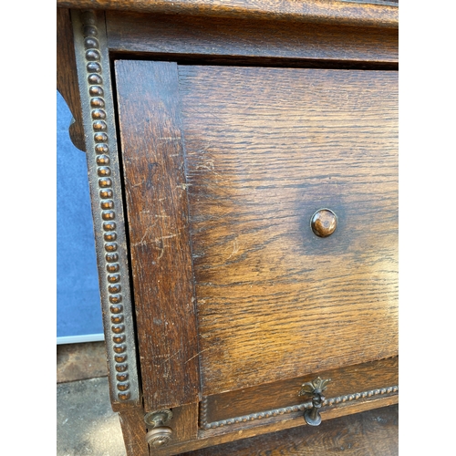 185 - Edwardian Oak glazed front display cabinet  over Bureau 

Dimensions - 30