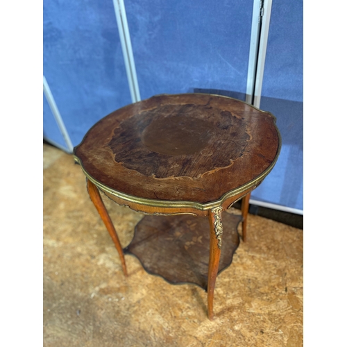 205 - Antique French style round side table with gilt and inlay design.

Dimensions -24