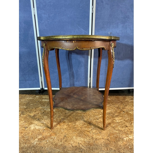 205 - Antique French style round side table with gilt and inlay design.

Dimensions -24