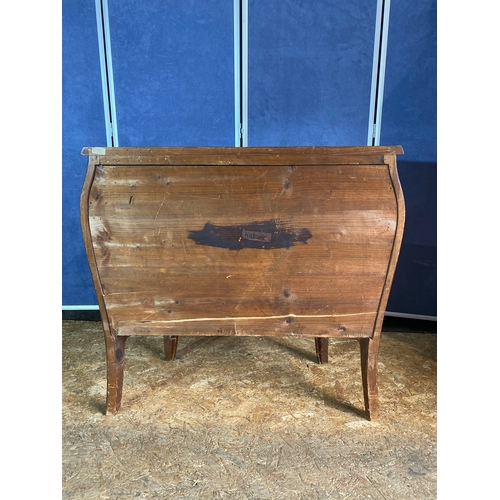 207 - Vintage French three drawer Bombe shaped chest of drawers with gilt and marquetry style

Dimensions ... 