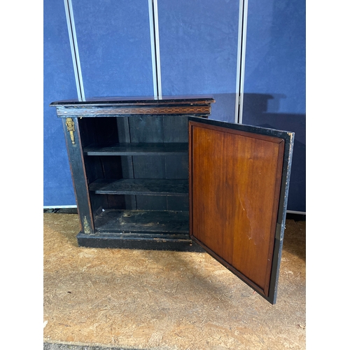 209 - 19th Century ebonised inlay gilt shelved cabinet with blue cameo ware