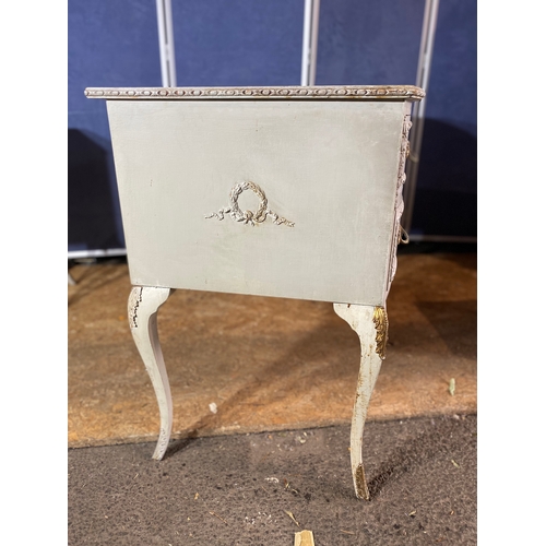 213 - Vintage White French style dressing table and matching bedside. 

See images for dimensions.