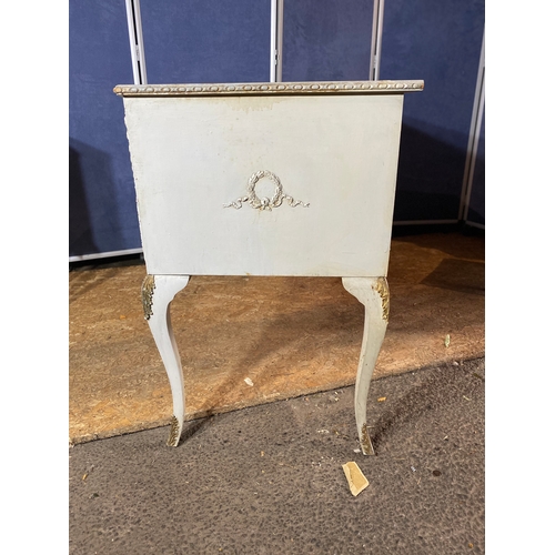 213 - Vintage White French style dressing table and matching bedside. 

See images for dimensions.