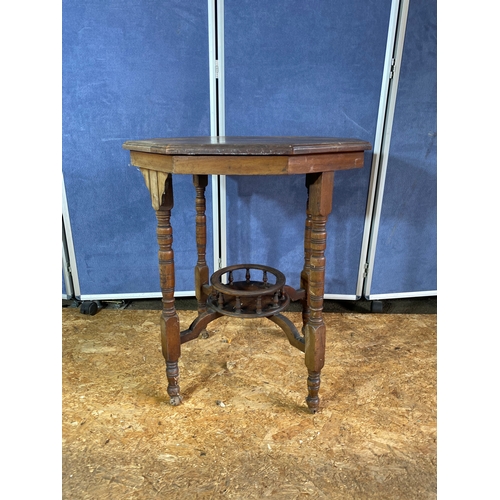 215 - Vintage octagonal occasional/side table on wheels. 

Dimensions - 24