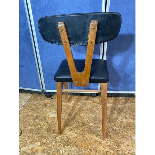 225 - Mid Century Teak Danish style leather side / dining chair.