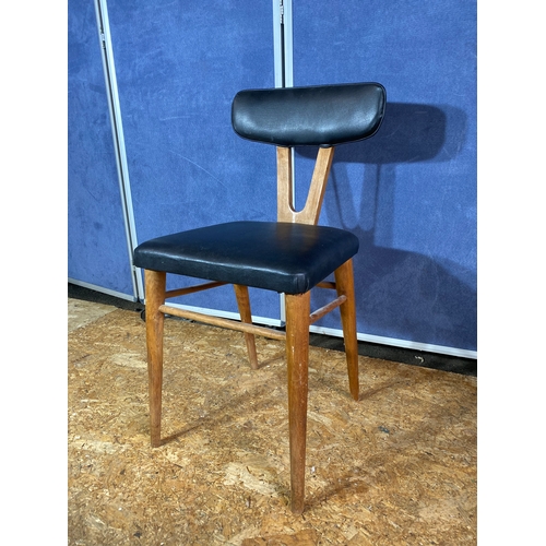 225 - Mid Century Teak Danish style leather side / dining chair.