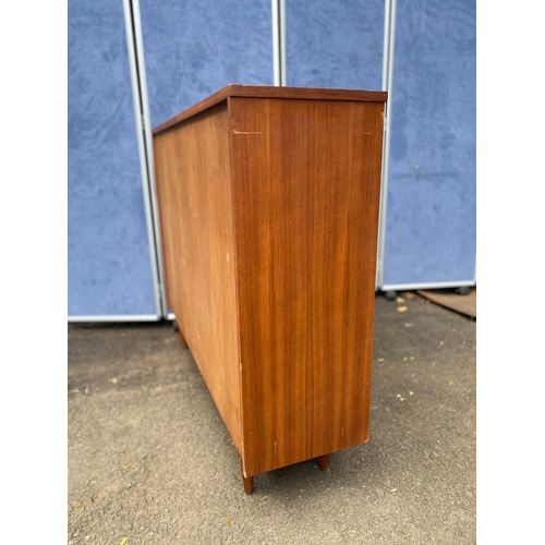 228 - Retro teak storage/ bookshelf unit with sliding glass doors and two drawers. 

Dimensions - 12