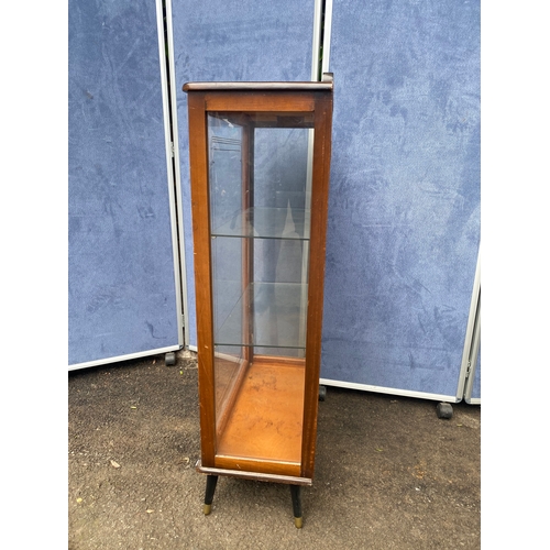 229 - Mid century glass front two shelf display cabinet. 

Dimensions - 12