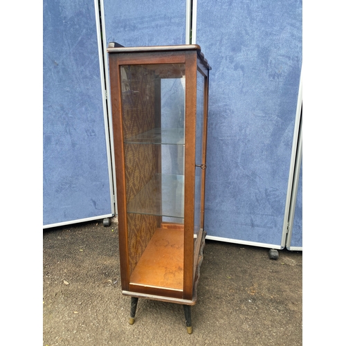 229 - Mid century glass front two shelf display cabinet. 

Dimensions - 12