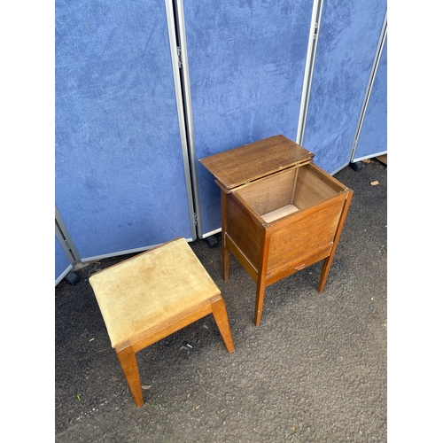 235 - Vintage sewing box and stool. 

See images for dimensions