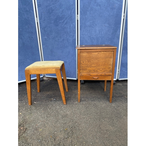 235 - Vintage sewing box and stool. 

See images for dimensions