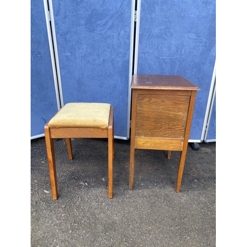 235 - Vintage sewing box and stool. 

See images for dimensions