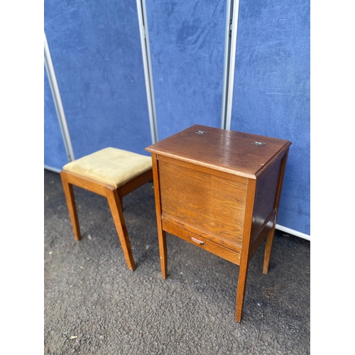 235 - Vintage sewing box and stool. 

See images for dimensions