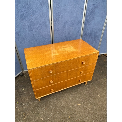 240 - Mid century three drawer chest of drawers. 

Dimensions - 36