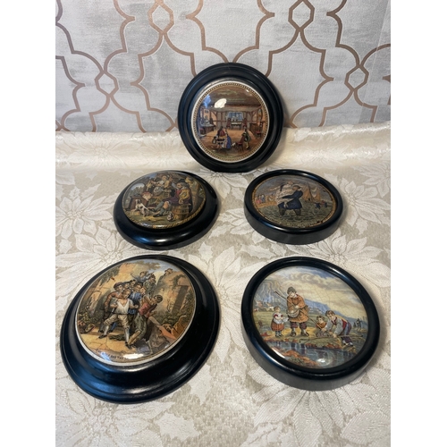 3 - Lot of Five Antique Prattware Pot Lids