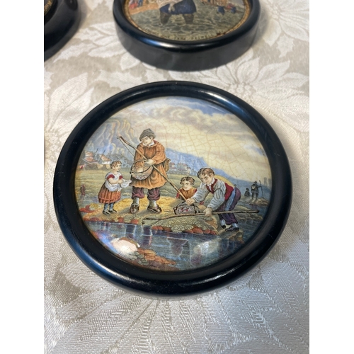 3 - Lot of Five Antique Prattware Pot Lids