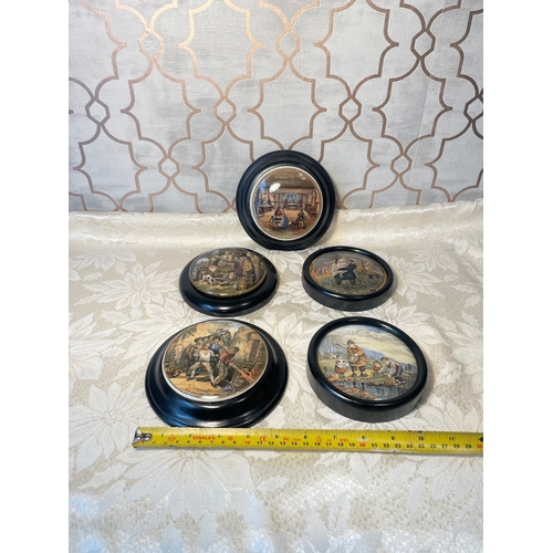 3 - Lot of Five Antique Prattware Pot Lids