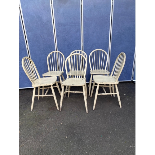 248 - A lot of six white painted Ercol style chairs.