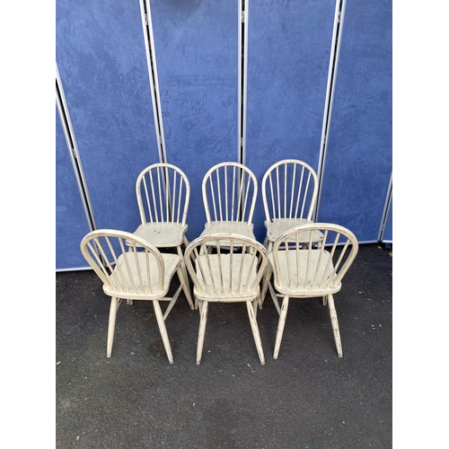 248 - A lot of six white painted Ercol style chairs.