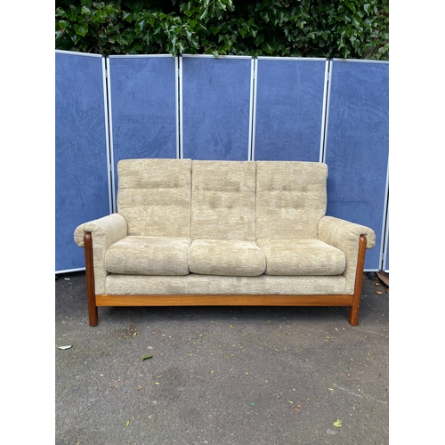 262 - Teak upholstered 3 seater sofa 

Dimensions - 74