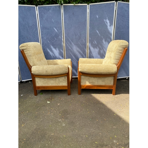 263 - Teak upholstered pair of matching armchairs 

Dimensions - 35