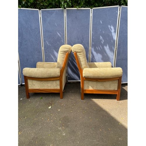 263 - Teak upholstered pair of matching armchairs 

Dimensions - 35