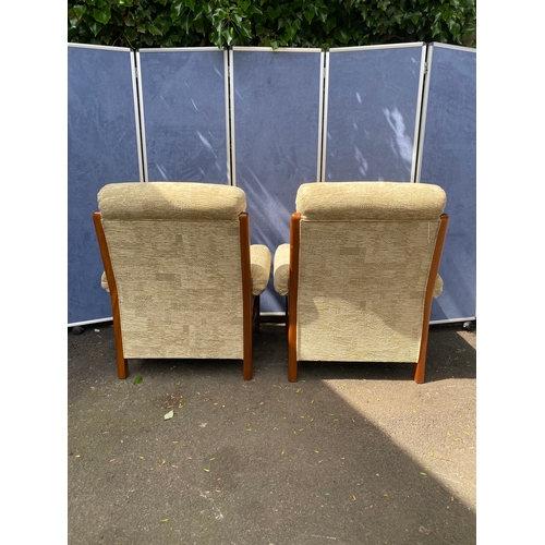 263 - Teak upholstered pair of matching armchairs 

Dimensions - 35