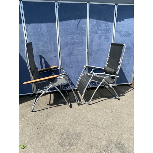 279 - A pair of recliner foldable sun loungers. One made by lafuma