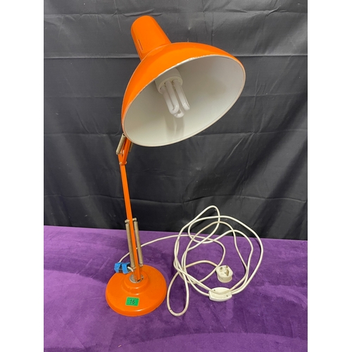 16 - Vintage Orange 1001 Desk Lamp