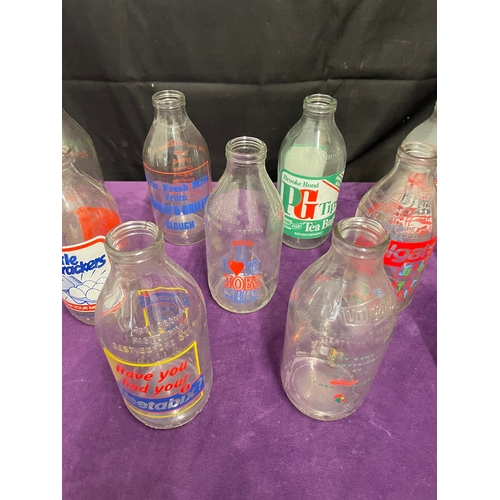 28 - Lot of 15 Vintage Advertisement Milk Bottles