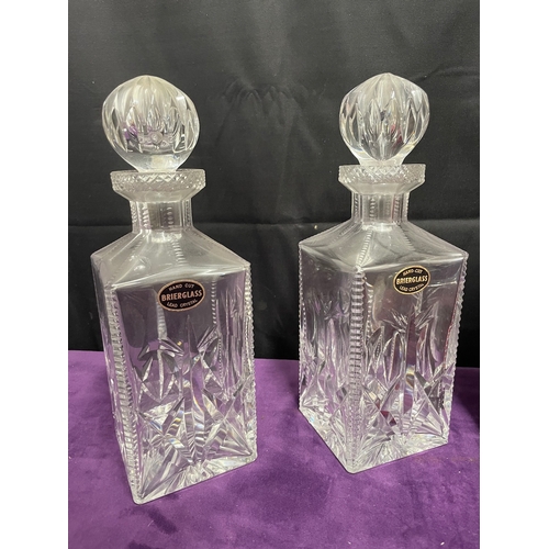 41 - Two crystal Brierglass decanters + Boxed Cristallerie Zwiesel Brandy Glasses