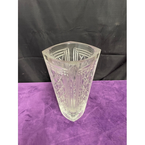 44 - Large heavy crystal vase 28cm x 18cm