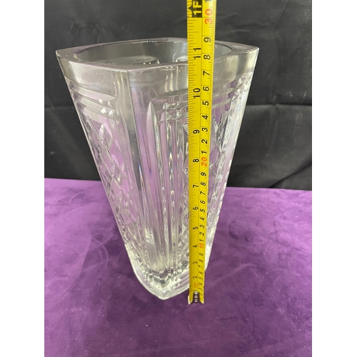 44 - Large heavy crystal vase 28cm x 18cm