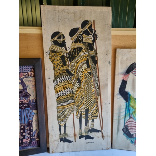 322 - African inspired artworks on canvas.