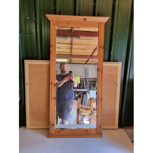 369 - Large pine mirror.