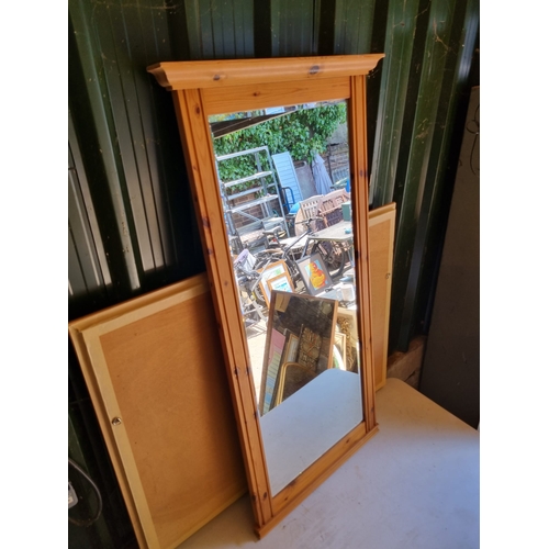 369 - Large pine mirror.