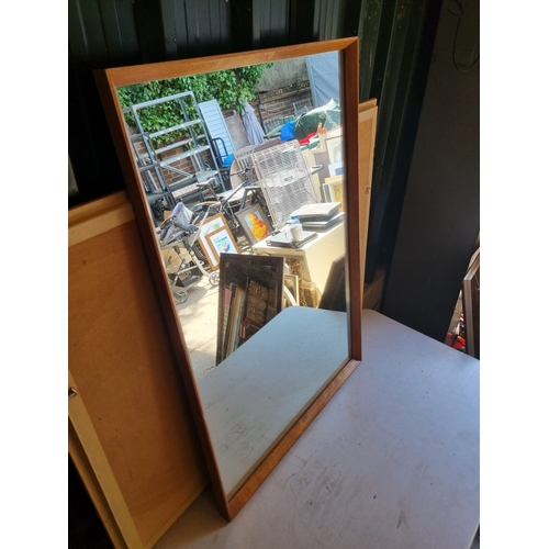 372 - Large rectangular wooden framed mirror.