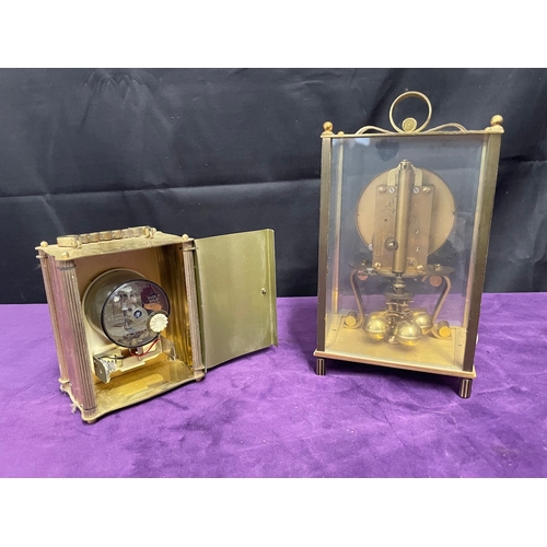 149 - Three Clock Brass Quartz Carriage Clock, Kundo Anniversary Clock + Quartz Anniversary Clock