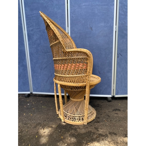 390 - Vintage rattan wicker peacock style armchair 

Dimensions - 23