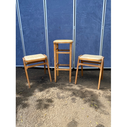 A lot of three mid century stools. A pair of Bentalls.

Please see images for all dimensions.