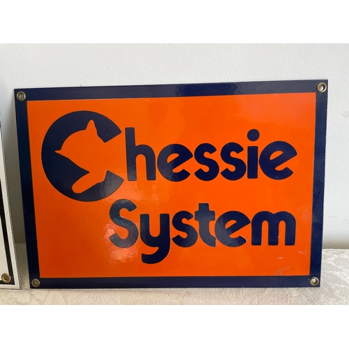 64 - Two Railroad / Locomotive Reproduction Enamel Signs - New York Central System and Chessie System