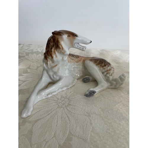 69 - Pair of USSR Porcelain Dogs Resting - 20cm