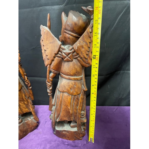 82 - Two Asian Craved wood statues - 40cm