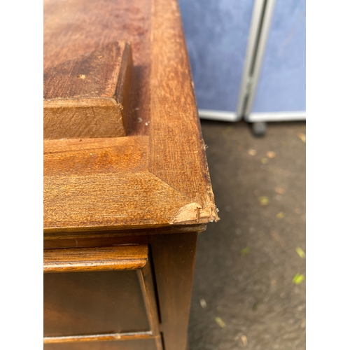 422 - Partners desk/Pedestal desk with tan leather inlaid.

Dimensions - 54