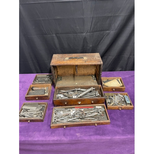 86 - Vintage Engineers Chest including tools / micrometers etc