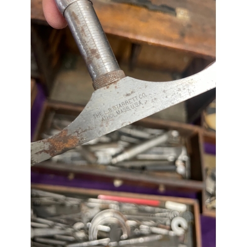 86 - Vintage Engineers Chest including tools / micrometers etc