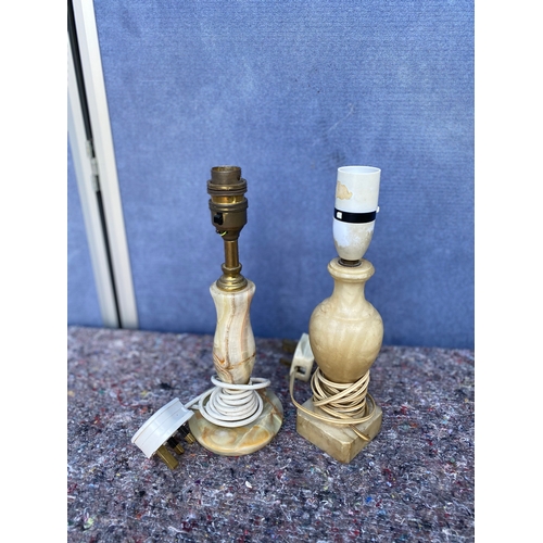 429 - Two small Onyx/marble table lamps.