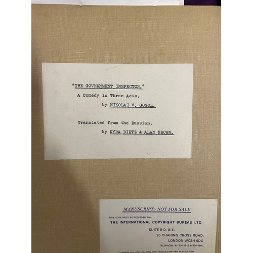 90 - Large quantity of original vintage playwright / theatre scripts - Don Quixote, The Government Inspec... 